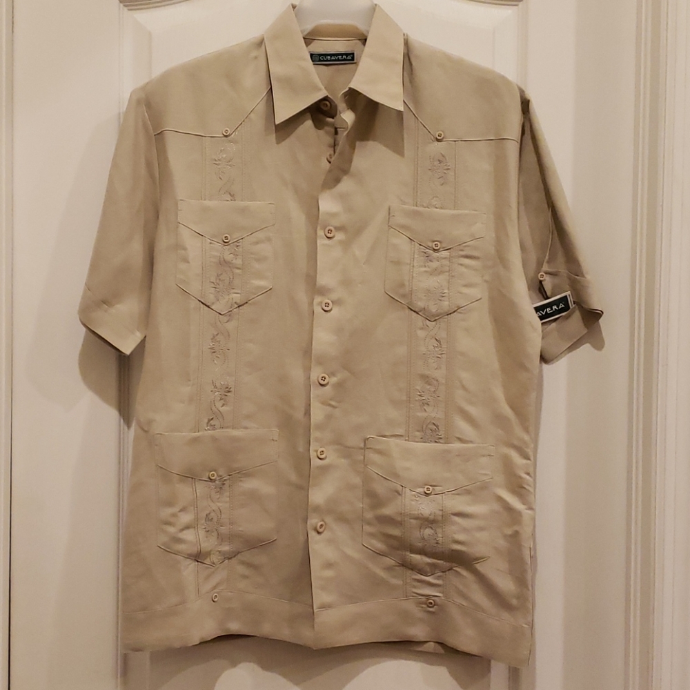 Cubavera 4-pocket Embroidered Short Sleeve Shirt
